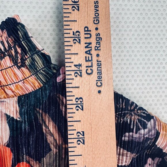 Chicos Womens Size M Floral Print Long Sleeve Blouse Multicolor Crinkle Texture - Picture 5 of 8